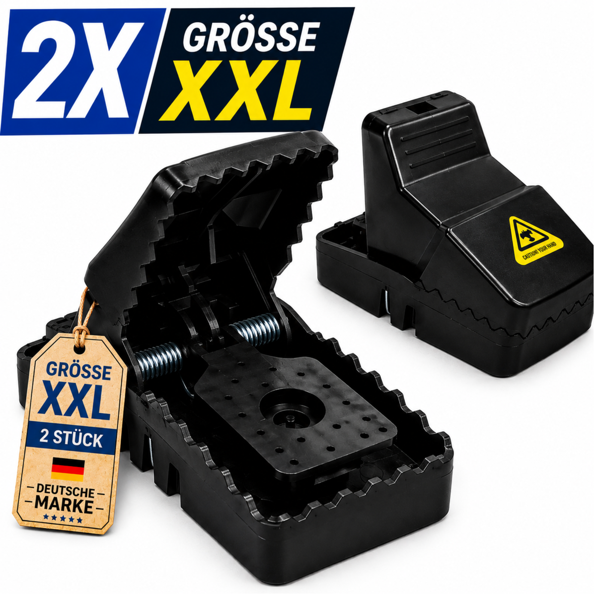 XXL Rattenfalle Groß 2er Set Rattenfalle Schlagfalle für große Ratten 21 cm