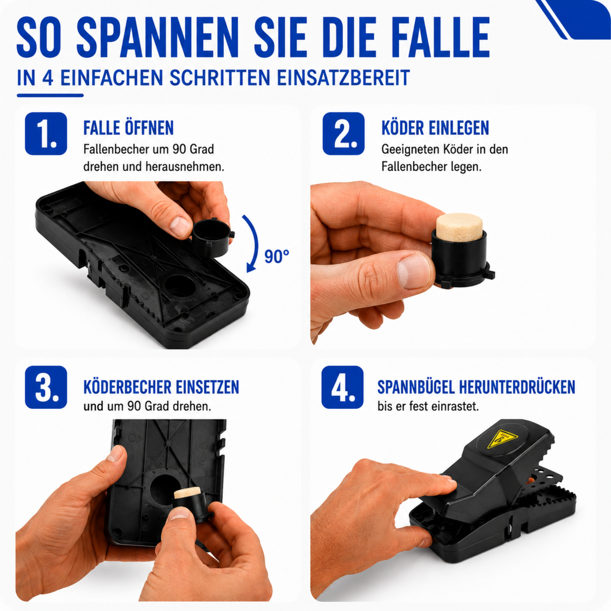 XXL Rattenfalle Groß 2er Set Rattenfalle Schlagfalle für große Ratten 21 cm